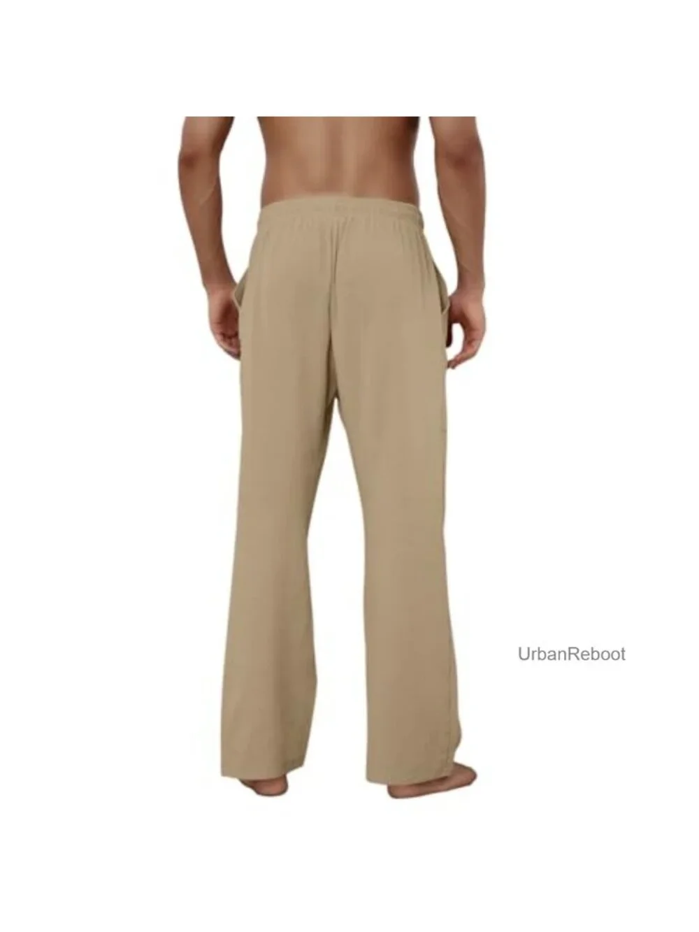 Cotton Linen Pants Men Casual Loose Fit Summer Drawstring Lounge Pants with